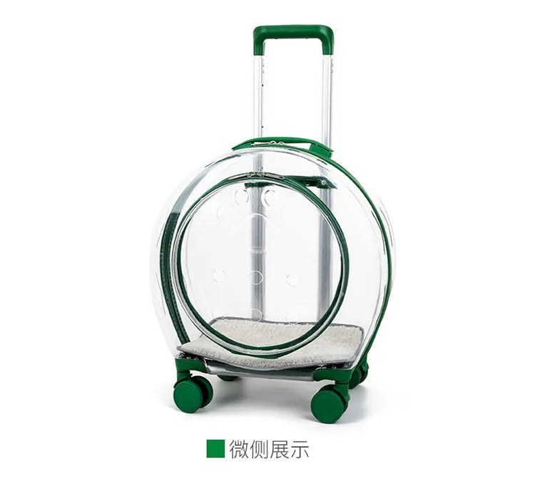 pet trolley case portable dog going out transparent trolley bag large capacity two cats