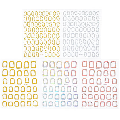 1Pc 3D Gold Hollow Irregular Geometric Nail Stickers Holo Metal Frame Gold/Silver Decals Square Self Adhesive Sliders Nail Deco