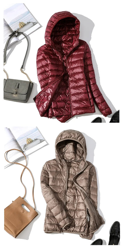 Ultra Light Down Jacket 2025 New Parkas basic Winter jackets Female Women velvet hooded Coats autumn Down Jacket Womens Outwear