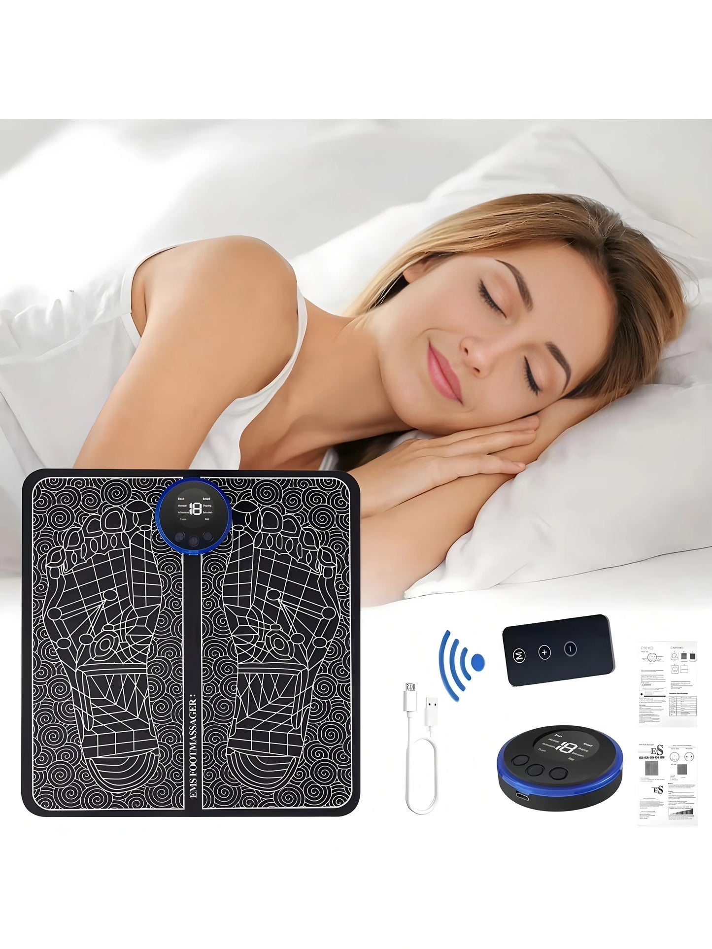 2026Foot Massager Foot Therapy Machine EMS Foot Massage Pad Pulse Fully Automatic Foot Meridian Pressing Device