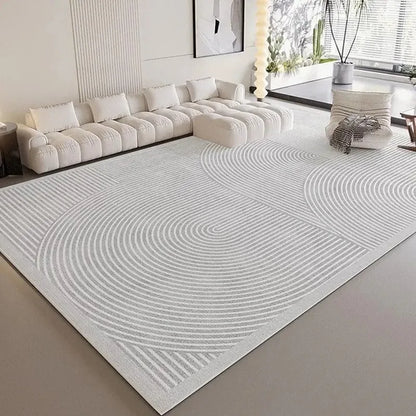 VIKAMA Wabi-Sabi Style Striped Rug Living Room Sofa & Coffee Table Mat Non-Slip & Easy-Care Bedroom & Office Rug Home Decor