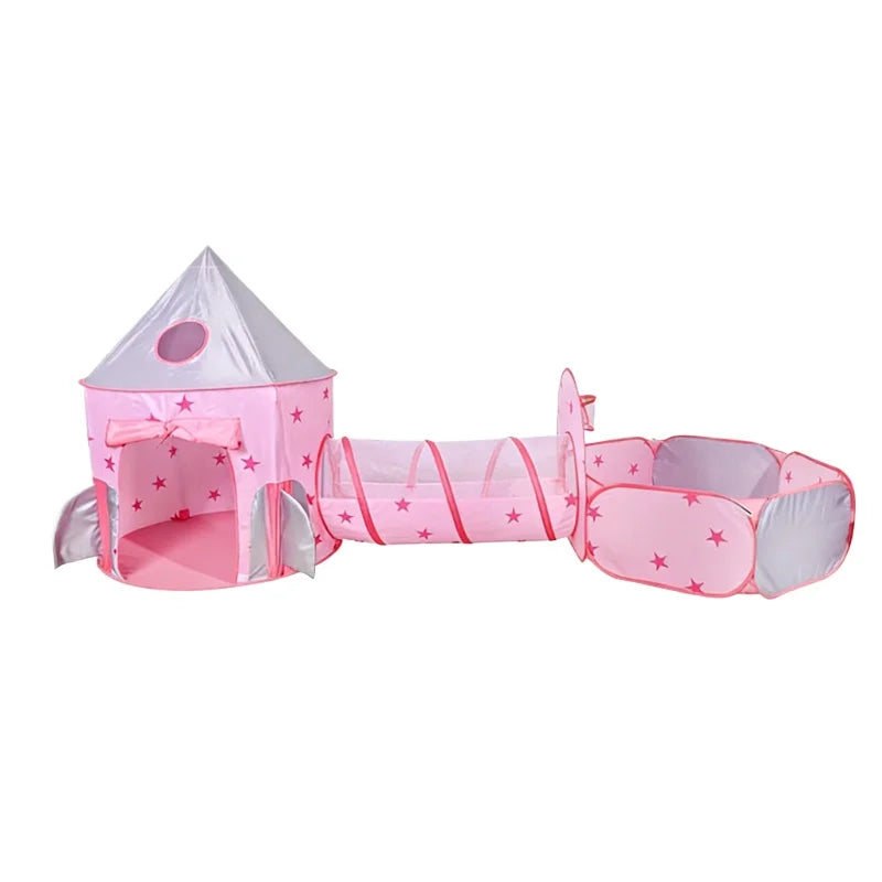 IMBABY Foldable Princess Tent with Tunnel, 3PC Kids Play Tent for Toddlers Girls, Indoor Outdoor Castle Playhouse for Baby Gifts