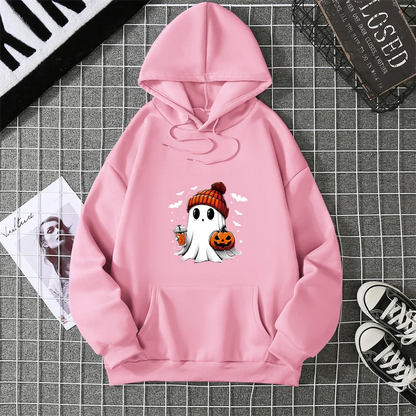 Women's Fashion Tops Casual O-neck Halloween Print Long Sleeve Loose Pullover Shirts, Creative Halloween Theme Printed Hoodie