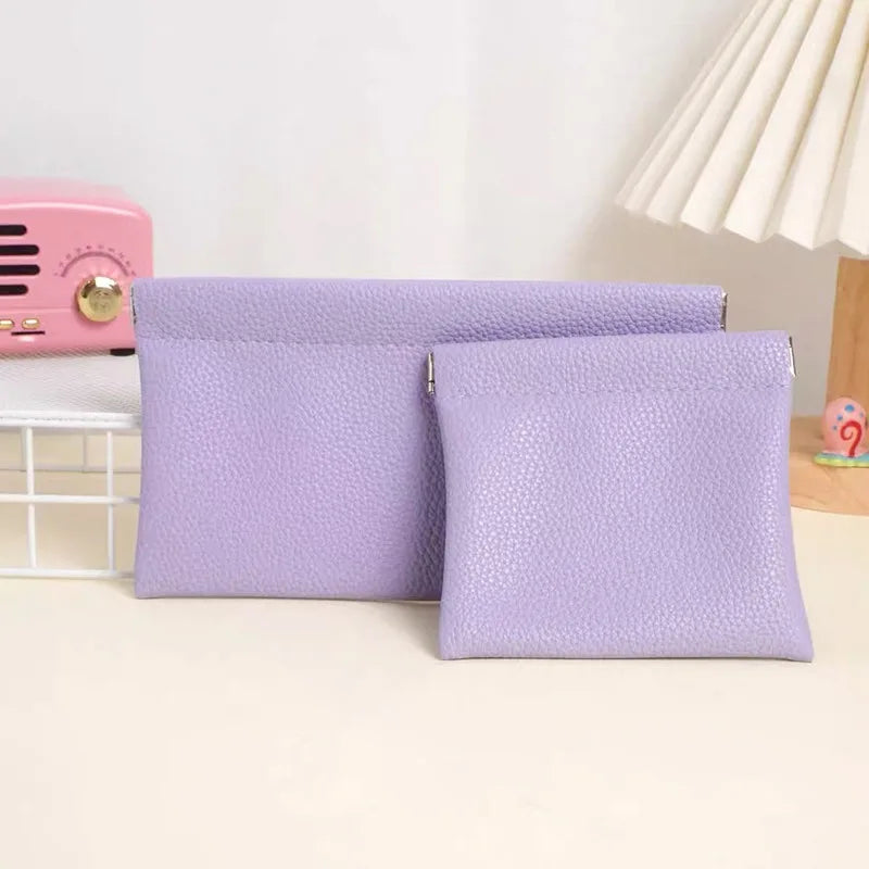 Self-Closing Artificial Leather Long Wallet Passport Driver's License ID Holder Headphone Data Cable Storage Cash Pouch