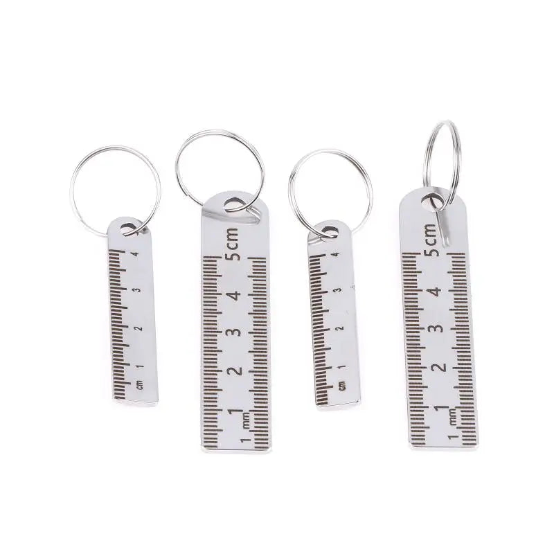 ♥Mini Stainless Steel Ruler Keychain | 1-5cm Portable Measuring Tool Key Rings (Anti-loss Measuring Ruler)