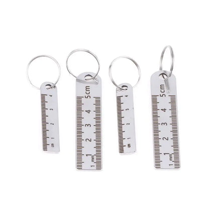 ♥Mini Stainless Steel Ruler Keychain | 1-5cm Portable Measuring Tool Key Rings (Anti-loss Measuring Ruler)