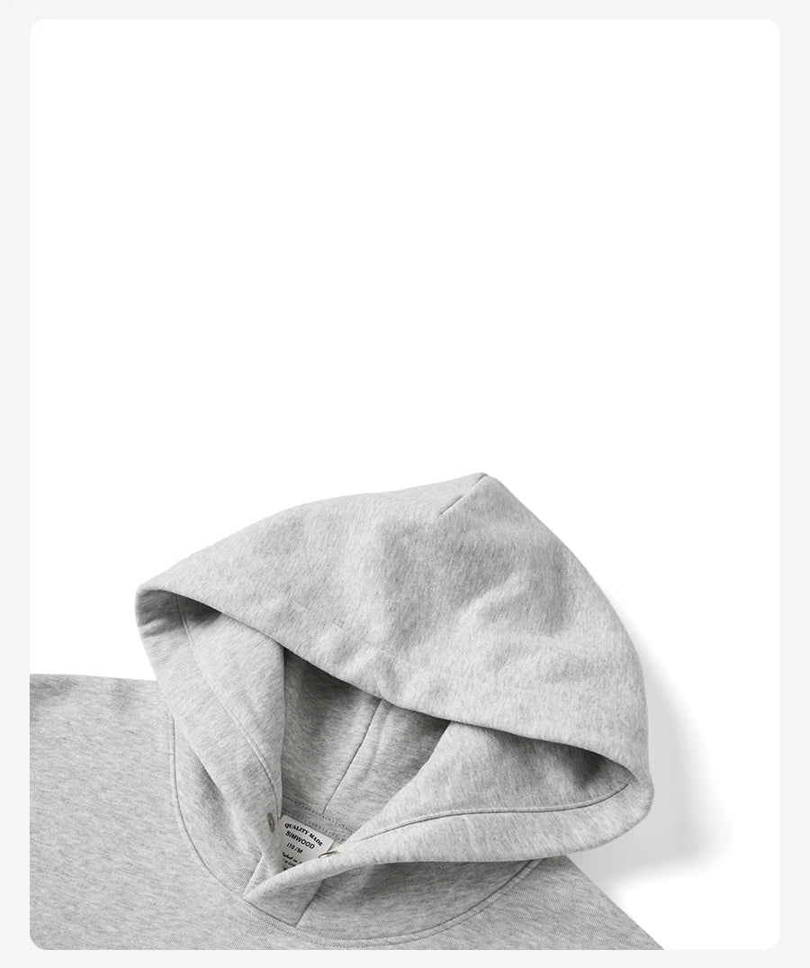 SIMWOOD 2026 Spring New Oversize Back Moutain Print Hoodies Men 340gsm Warm Brushed Lining Fabric Sweatshirts