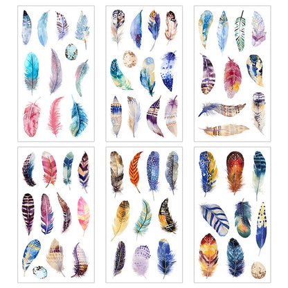 6pcs Leaf Flower Stickers Japanese Accessories for Kids Dessert Diary Decorating Pretty Stationery Feather Decoration Supplies