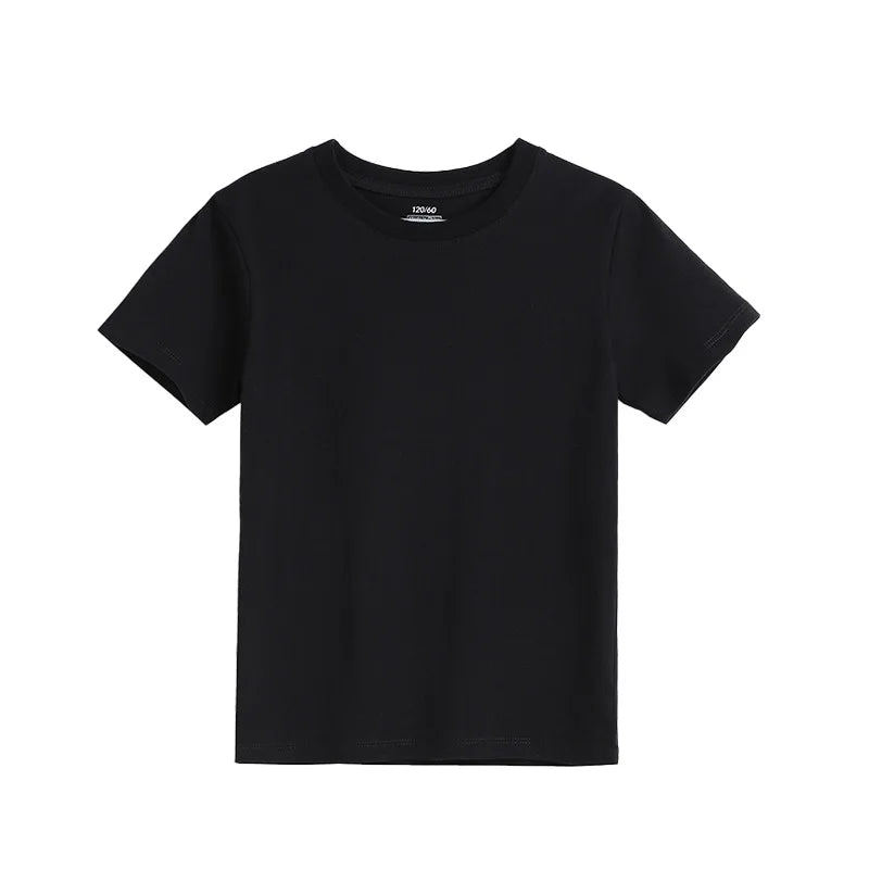 2-16 Years Summer Kids Boys Girls T-shirts Solid Cotton Breathable Teenager Short Tops Children's Tees Casual Shirt Baby Clothes