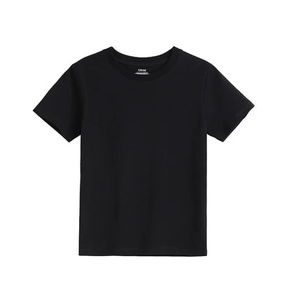 2-16 Years Summer Kids Boys Girls T-shirts Solid Cotton Breathable Teenager Short Tops Children's Tees Casual Shirt Baby Clothes