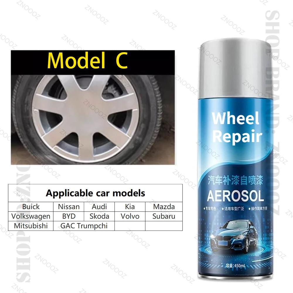 450ml Silver Series Alloy Automotive Wheel Repair Spray Paint - DIY Scratch Remover, Touch Up Paint Quick Matte Bright black
