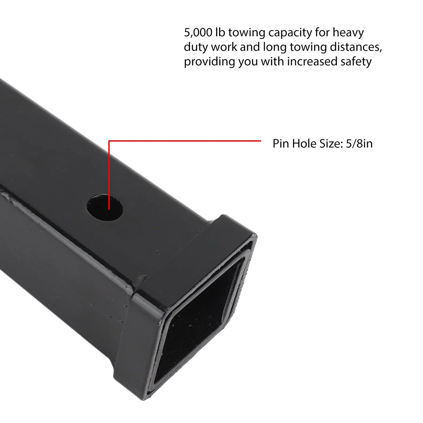 12 Inch Trailer Hitch Receiver Extender Black 5000 Lbs Towing Reliable Hitch Extension For 2 Inch Receiver Tube Tow Bar Shank