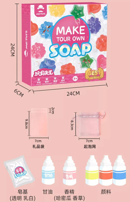 Kids DIY Soap Making Kit Gem Crystal Shapes Handcraft Art Set Creative Molding Craft Toy Birthday Gift for Girls Boys Hobby Play