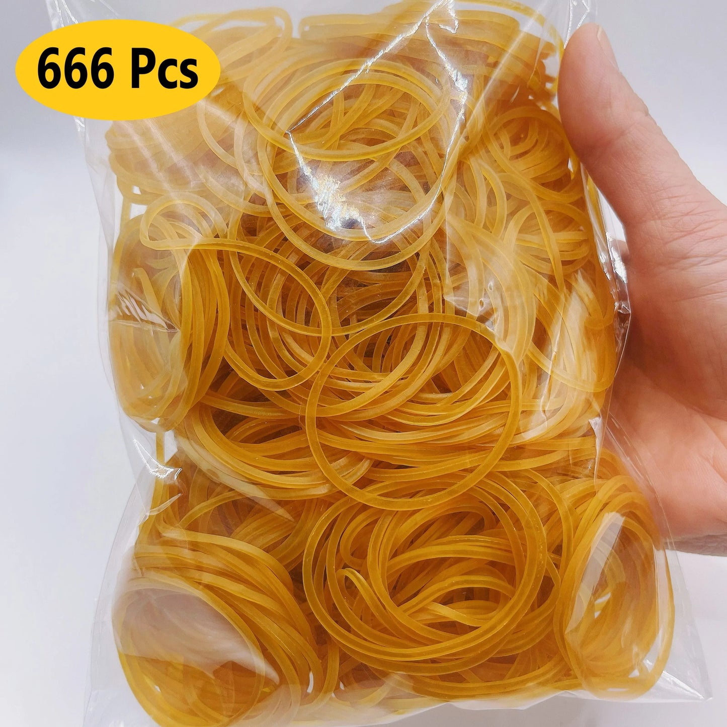 High Elasticity Yellow Rubber Bands Set - 100/300/666 Pieces 38mm Diameter Durable Natural Rubber Suitable for Various Uses