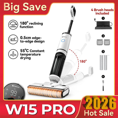 Redkey W15 Pro Cordless Vacuum Cleaner,22kpa/200W Stick Vacuum with 55 Mins Runtime,Vacuum Cleaner for Home,Carpet & Hard Floor