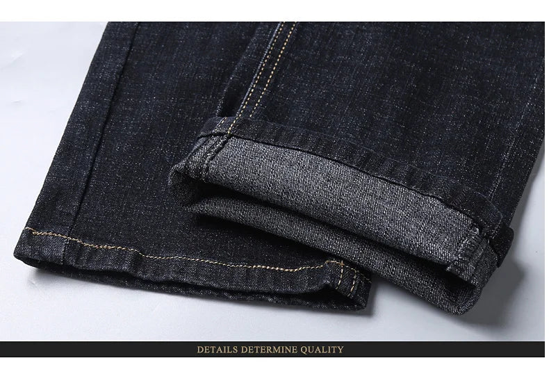 Men Fashion Straight Jeans Mens 2025 New Stretch Slim Fit Pants Comfortable Soft Business Denim Trousers Male Brand Clothing