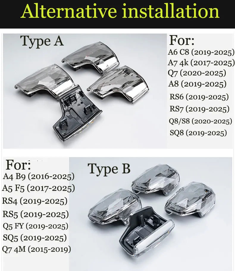 Left-hand drive LHD Crystal Gear Shift Knob Cover for Audi Q7 4M A6 C8 Q8 SQ5 A5 F5 A4 B9 S4 RS5 RS6 A7 4K SQ8 Gear Lever Handle
