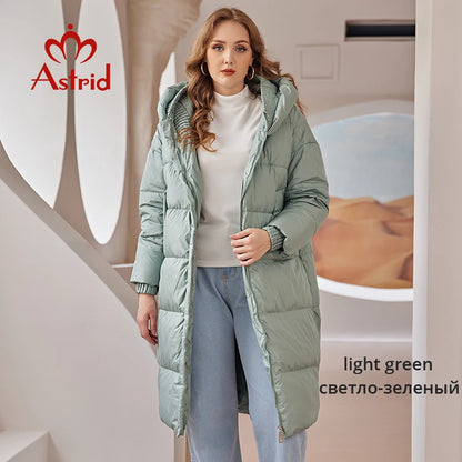 Astrid 2022 Down Jacket Women Winter Warm Long Coat Women Parkas Hooded Fashion Loose Outerwear Women's Jacket Female Clothing