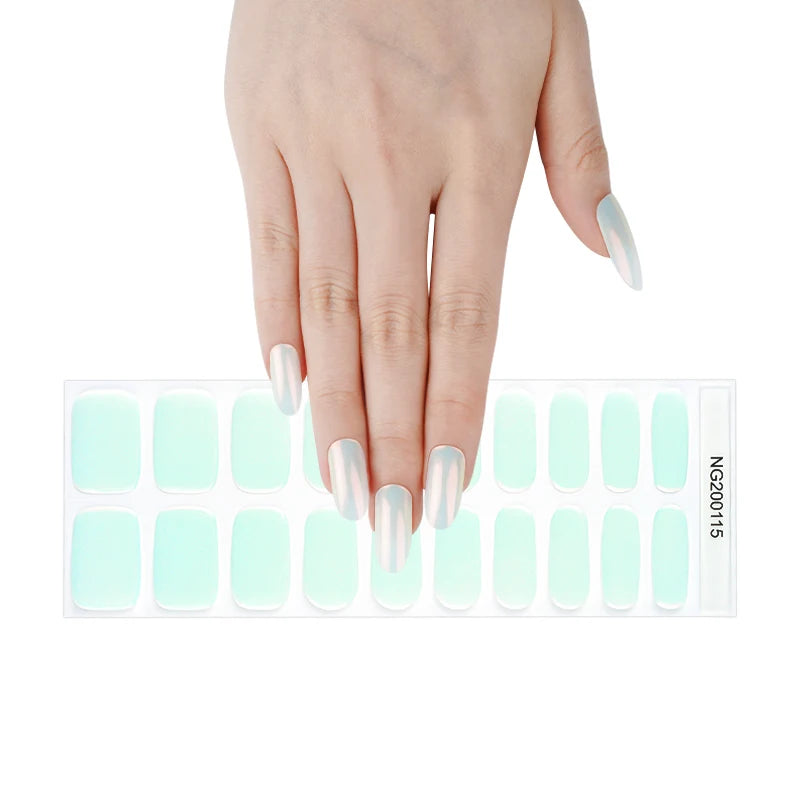 20/22Tips UV Semi cured Gel Nail Stickers Waterproof Long Lasting Full Gel Nail Wraps Press On Nail Decal DIY Manicure