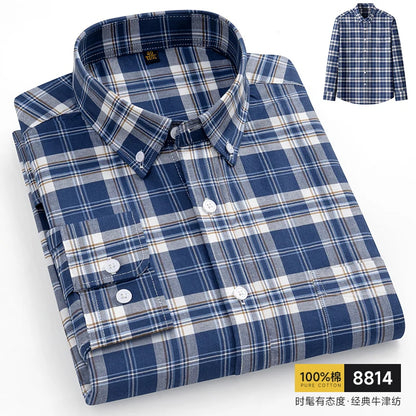 The new 10XL and 11XL oversized Oxford fabric men's shirt is 100% pure cotton, fashionable, casual and business without ironing