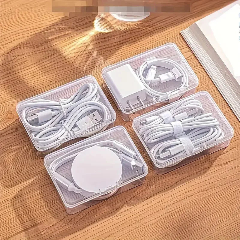 Durable Plastic Cable Organizer Storage Box for Daily Office Supplies Mobile Device Management with Miscellaneous Loading Straps