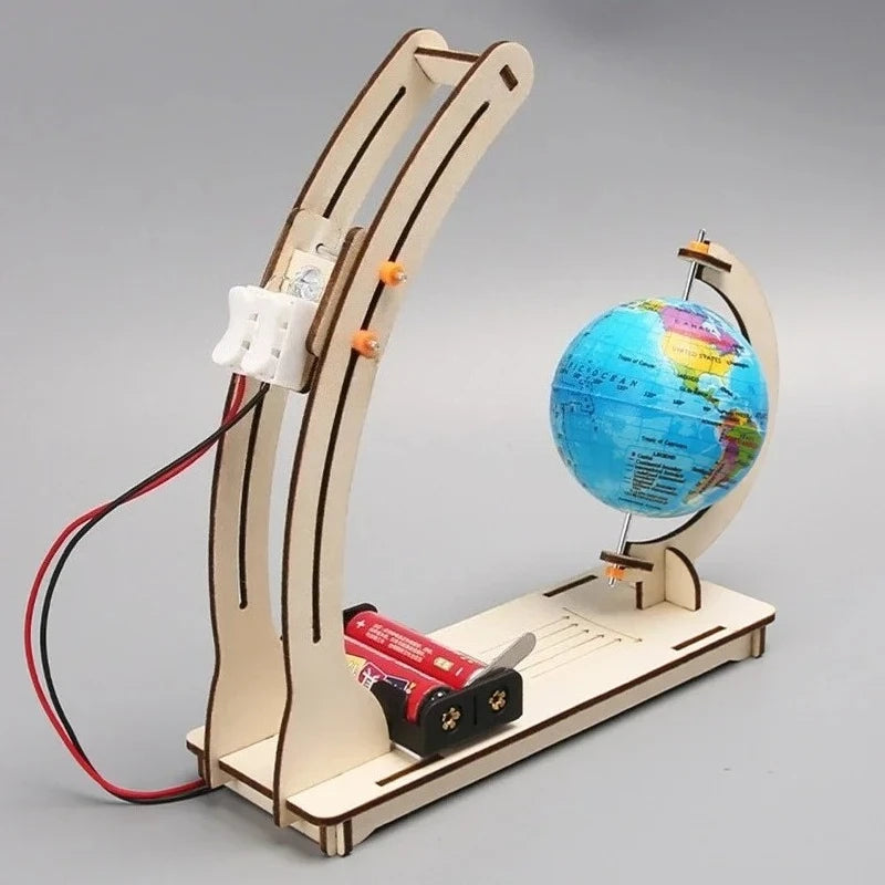 DIY STEM Earth Model Day Night Cycle Educational Globe Toy Wooden Handmade Toy Science Kit for Kids Classroom Physics Learning
