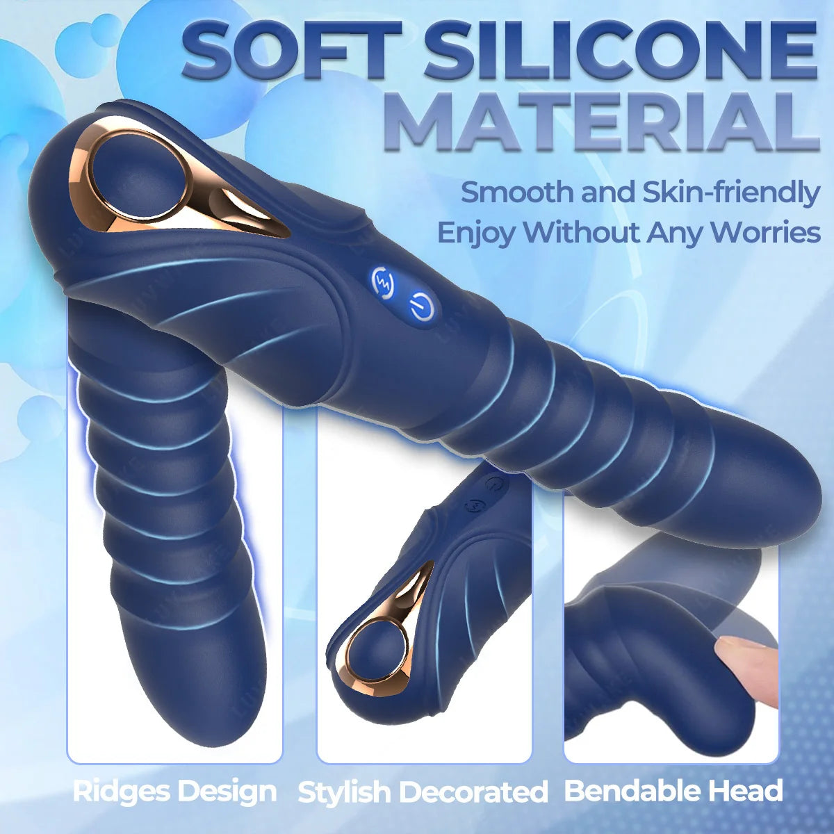 Thrusting Vibrator G Spot Vibrator Anal Dildo with 10 Vibrating 3 Thrusting Liquid Silicone Vaginal Massage Clitoris Stimulator