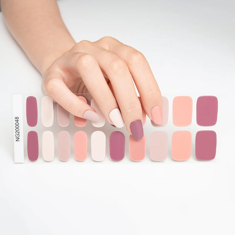 20/22Tips UV Semi cured Gel Nail Stickers Waterproof Long Lasting Full Gel Nail Wraps Press On Nail Decal DIY Manicure