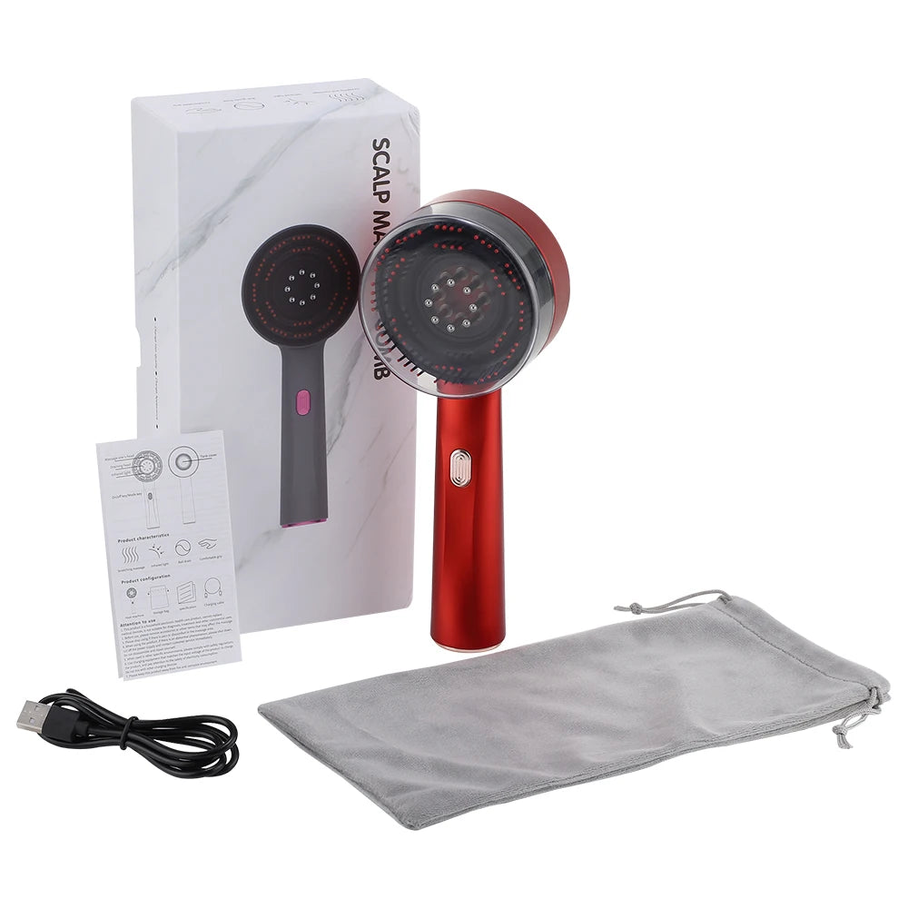 Electric Head Massage Comb Vibration Red Light Therapy Hair Growth Massage Scalp Brush Anti Hair Loss Liquid Oil Applicator