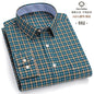 Men's Social Shirts Long Sleeve 100%Pure Cotton Oxford Buttoned Plaid Formal Male Casual Clothes Oversized Shirt Plus Size S-7XL