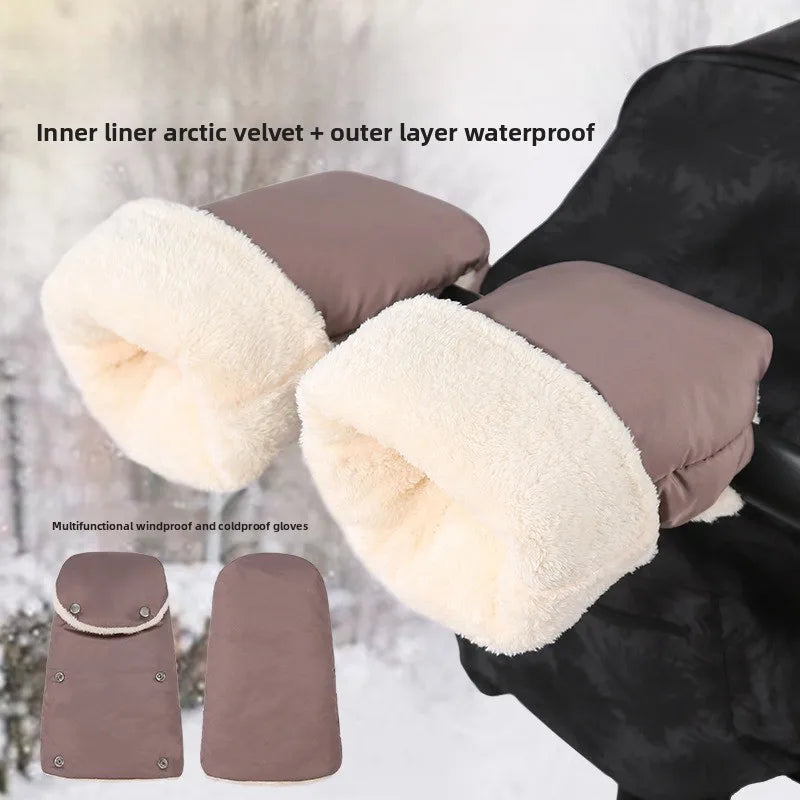 Stroller Gloves 1 Pair Winter Windproof Warm Simple Style Universal Prams Gloves Waterproof Baby Stroller Accessories