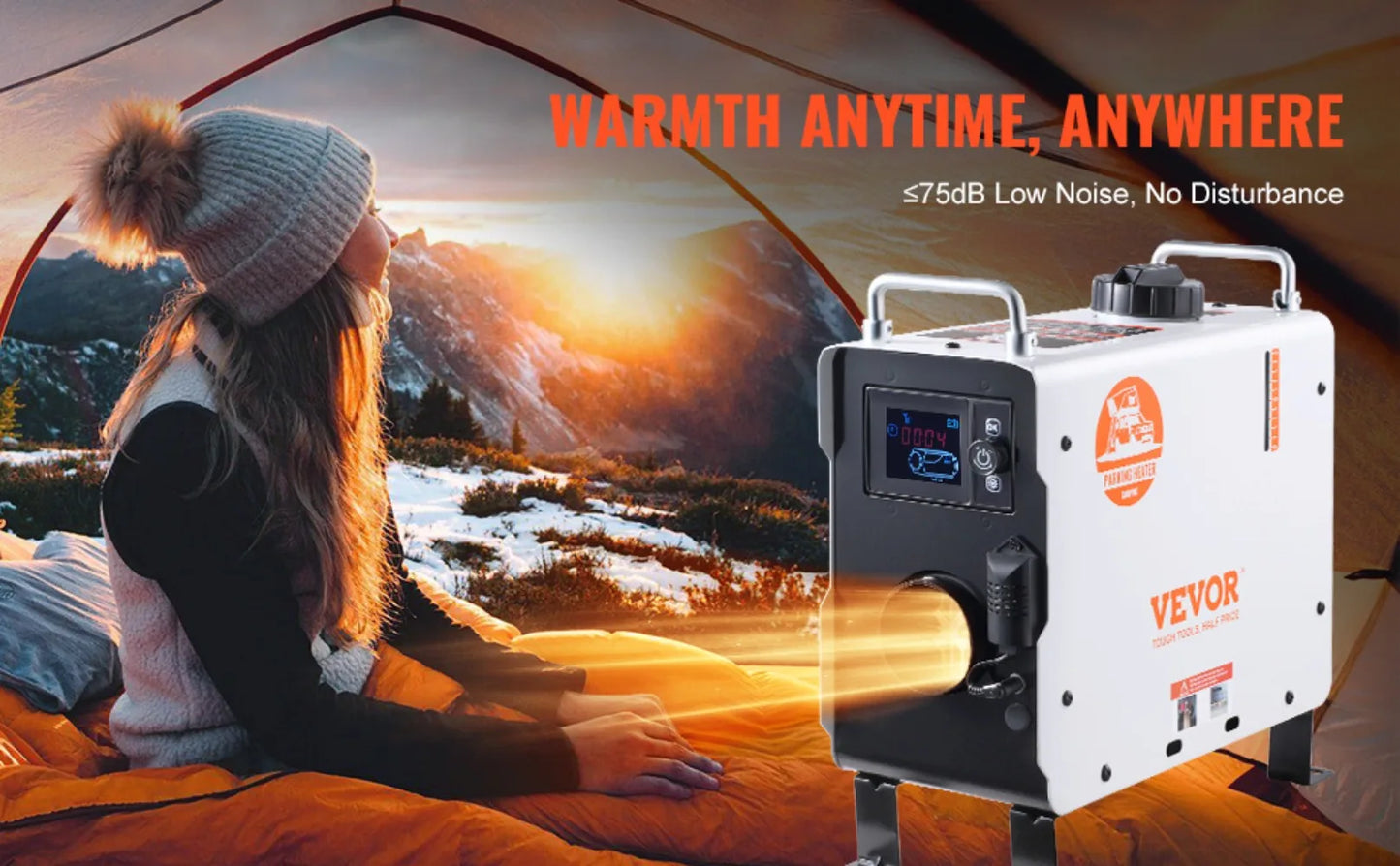 2KW Diesel Heater, 12V/24V All in One Diesel Air Heater, with Bluetooth APP Control, Remote Control and Display Screen, CO Alarm, Fast Heating Portable Diesel Heater for Vehicles and Outdoors