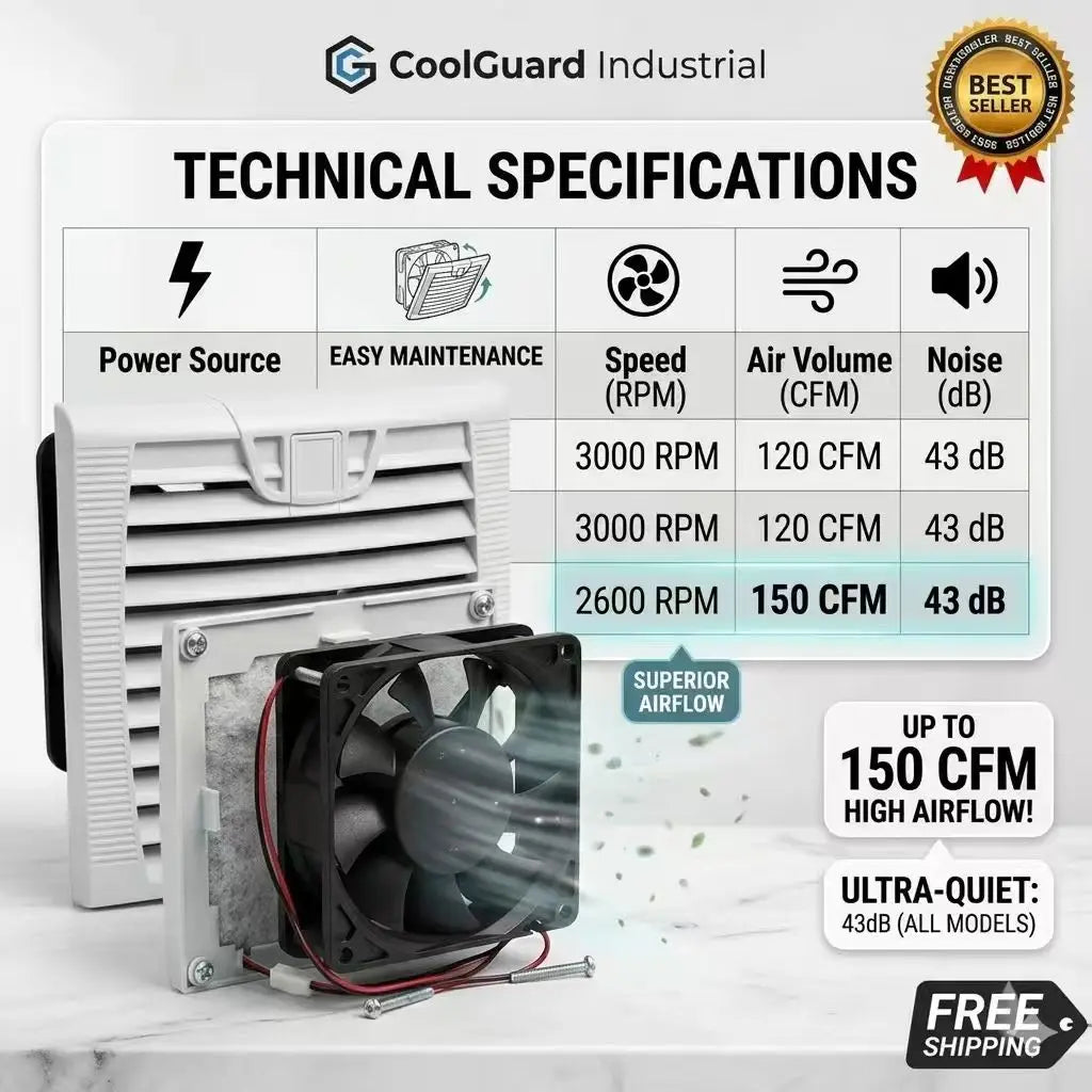 803 150*150mm Enclosure Cabinet Ventilator Filter Kits 120mm X 38mm AC EC 115V 230V DC 12V 24V Cooling Fan Dustproof Waterproof