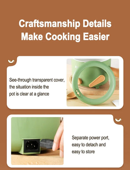 1.8L Mini Portable Electric Rice Cooker Non-Stick Inner Pot Multifunctional Rice Cooker Auto Keep Warm, Compact Space Saving Multi Cooking Pot for Rice Porridge Soup Noodles, Household Dorm Office Travel Kitchen Appliance for