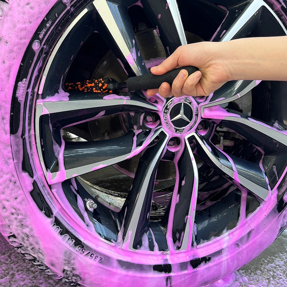 Bear Force Car Wheel Cleaning Brush, Microfiber Bendable Wheel Detailing Brush, Car Wheel Rim Cleaner Brush for All Wheel, Car Wash