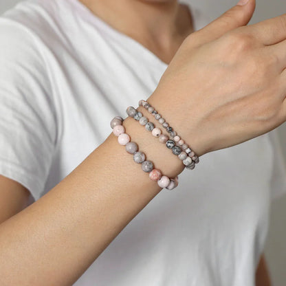 3pcs/set Natural Stone Beads Bracelet For Women Men 4 6 8 MM Indian Moss Agates Rhodonite Quartzs Jewelry Bracelet Gift Fashion