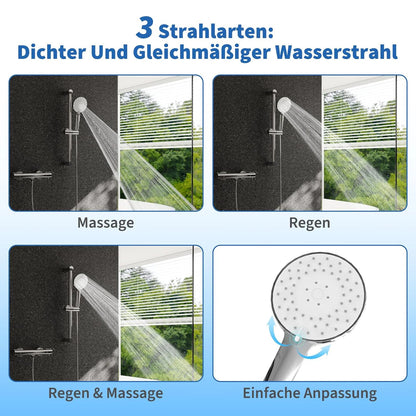 Bathroom Shower Faucet Wall-mounted Bathtub Mixer Taps Thermostatic Bath Tub Showers System Set with 3 Modes Rain Handheld