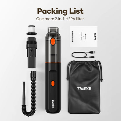 ThiEYE Cordless Car Vacuum Cleaner 6500pa Portable Powerful Car Aspirator Vacuum & Blowing 2 in 1 Wireless Handheld Auto Vacuum