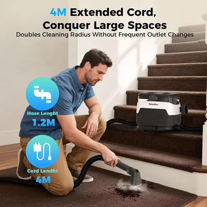 Teendow C6 MAX Powerful 3-in-1 Upholstery & Carpet Cleaner – 1650W Steam, 12000Pa Suction, Dual Tanks, Pet-Friendly Design