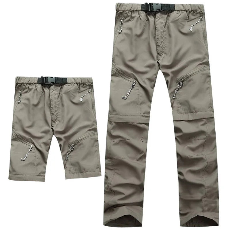 Summer Detachable Quick Dry Cargo Pants Men Waterproof Active Multifunction Pockets Outdoor Long Trousers Casual Pants