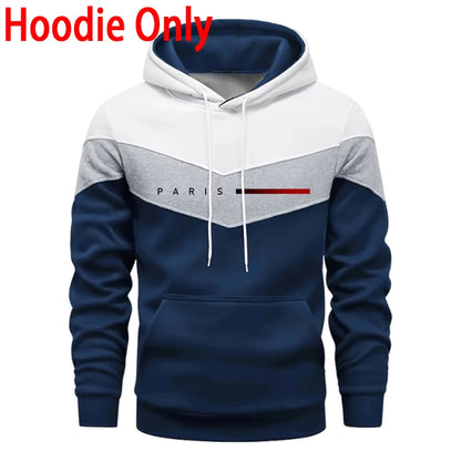 Paris Fashion Men's Hoodies Set Daily Casual Sports Hooded Sweatshirt and Jogger Pants Male Urban Trend Warm Pullover Tracksuit