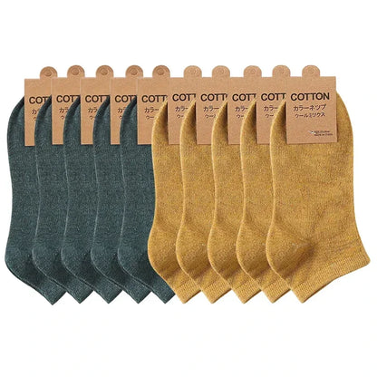 Cotton Men Socks Pack Breathable Socks Set High Quality Short Socks Black Ankle Short Gift For Man Size 39-44 Sox 10 Pairs 1 Lot
