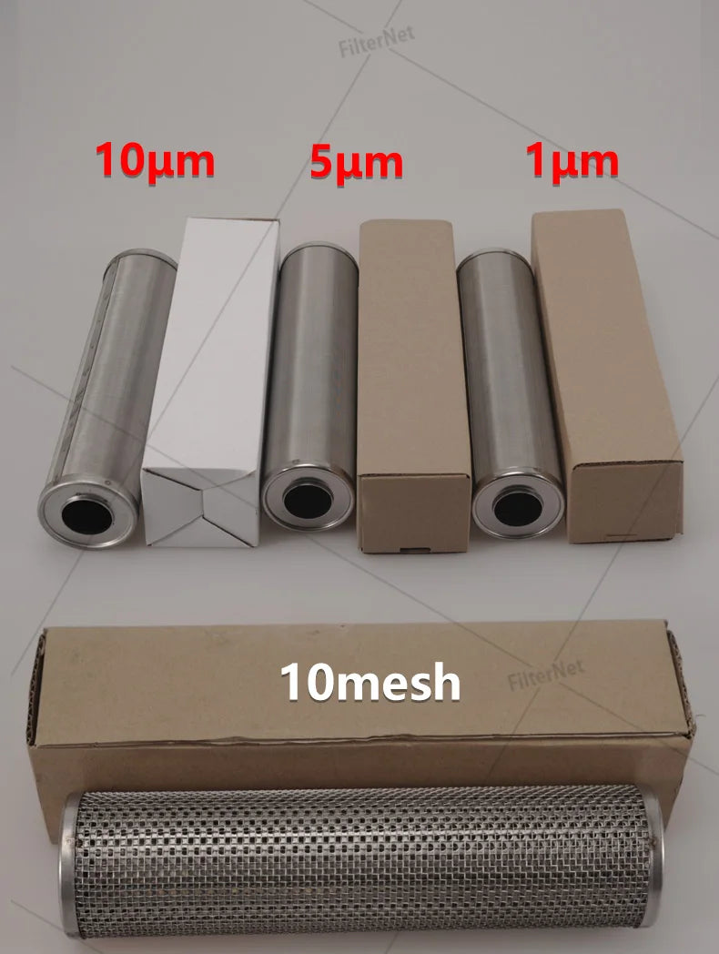 20*2.5 Inch Stainless Steel Filter Element, Stainless Steel Filter Cartridge, 304 Material, 1um 5um 10um 20um 40um 50um 100um 15