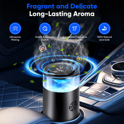 Intelligent Nano Car Air Freshener, Electronic Atomisation, Solid Fragrances, Auto On/Off, Adjustable Intensity, Fragrance Last