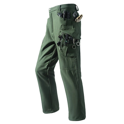 Men's City Cargo Autumn Winter Fleece Softshell Hiking Pants Fishing Climbing Trekking Casual Hunting Camping Trousers M-5XL