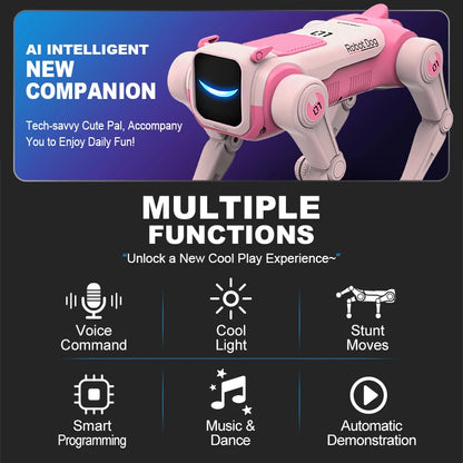 Electric Pet Dog Toy, Rolling Stunts, Programmed Dance, Voice Command Interaction, Smart Robotic Dog Toy, Children Birthday Gift