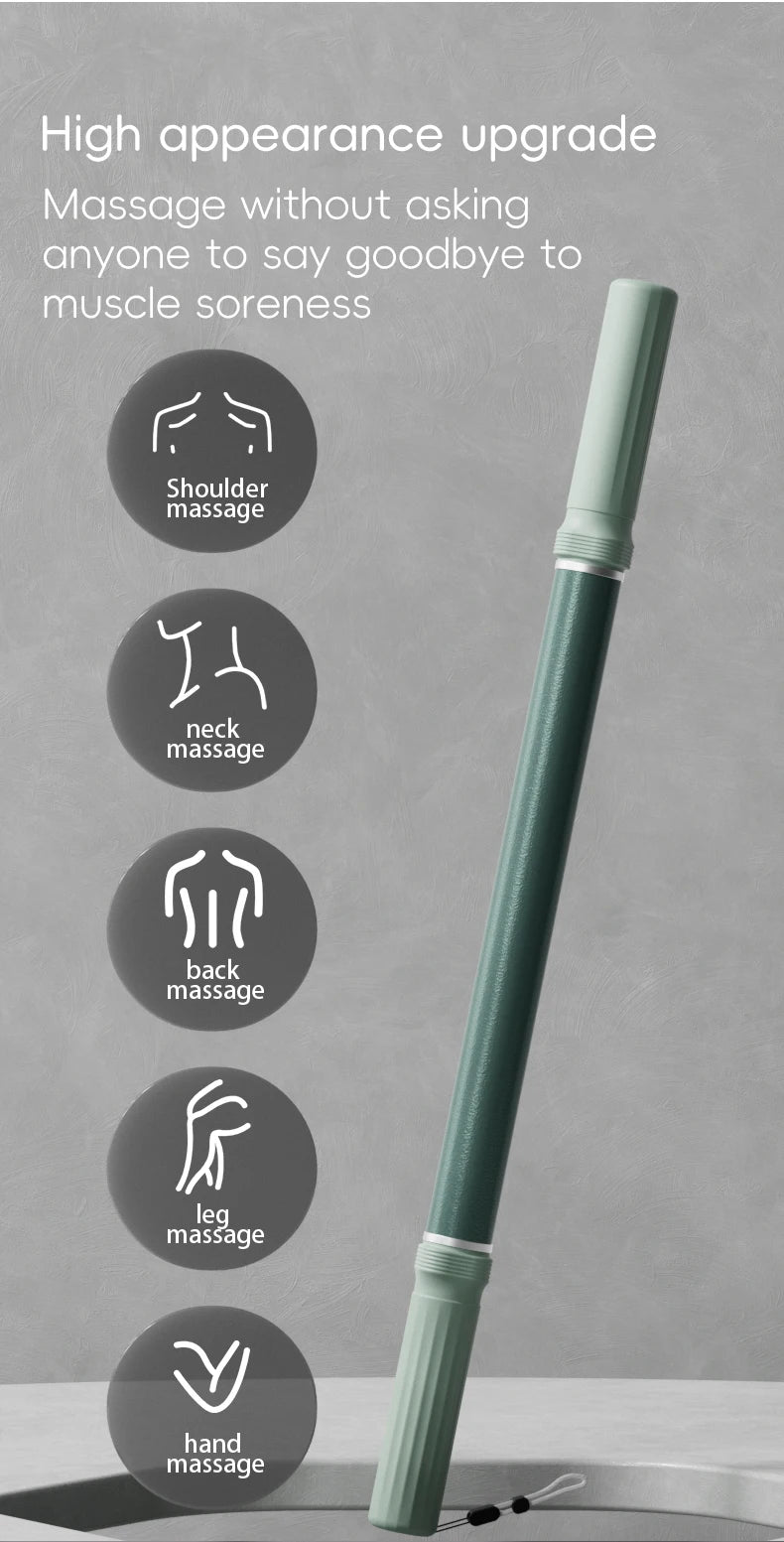 Massage Rod – Compact Deep Tissue Massage Roller Stick – Myofascial Release Tool for Legs, Back, Neck, Arms & Shoulders – Muscle