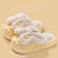 Mo Dou 2022 Winter Warm Women Slippers Waterproof Vamp Cute Rabbit Bear Decoration Indoor Outdoor Shoes Soft Plush Men Slippers