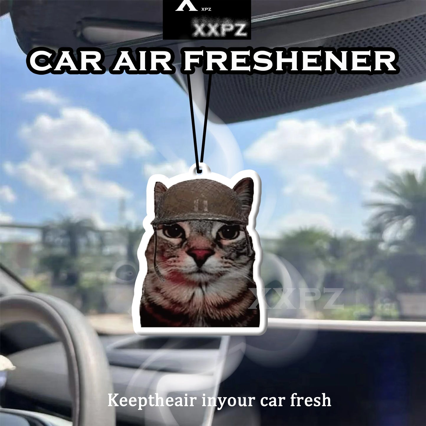 1/3pcs Helmet Cat Car Air Freshener Auto Parts Car Hanging Cute Cat with Helmet Design Sweet Aroma Gift for Friends Orange