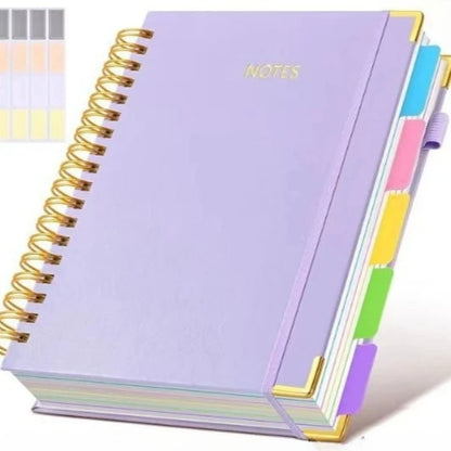 Extra Large Hardcover Spiral Notebook - with Removable Dividers & Tabs, 300 Pages Faux Leather Cover,For School,Office,Planner